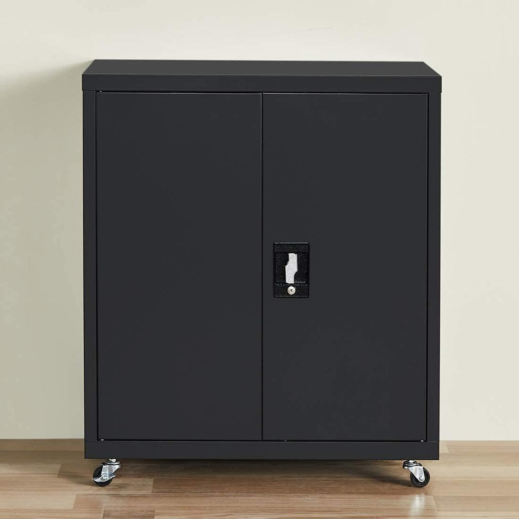 Metal Storage Cabinet with Wheels, Lock and Adjustable Shelf Z199526