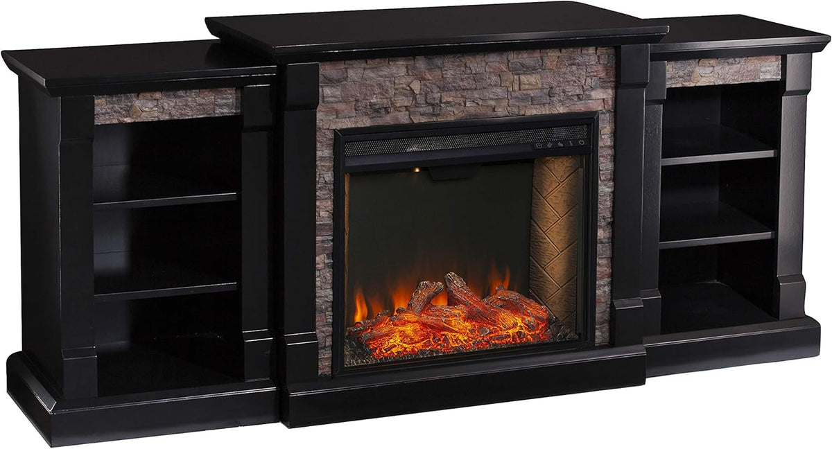 White Electric Fireplace Bookcases Y9121