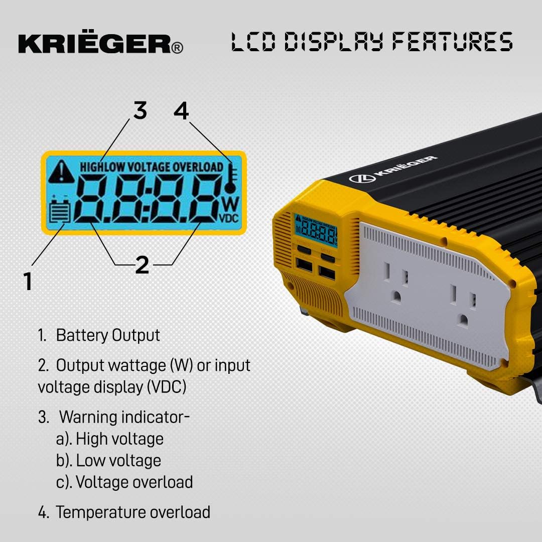 1500 Watts 12V to 110V Modified Sine Wave Power Inverter Z40448