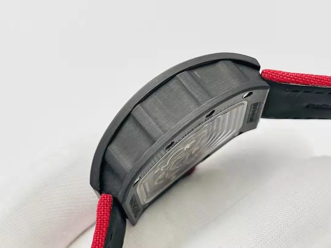Skeleton Dial Black Bezel Red Canvas Strap U35767