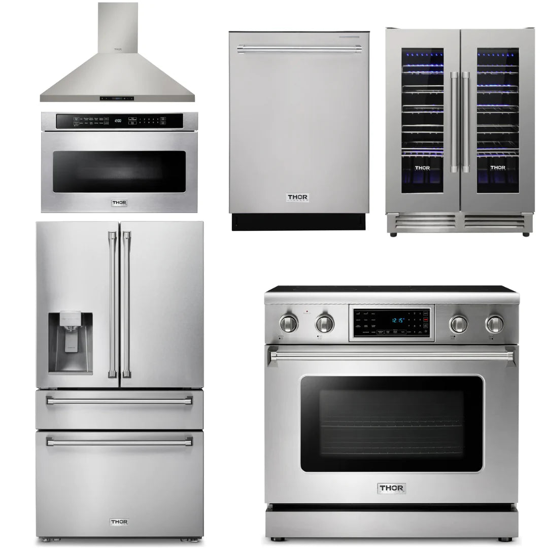 36 Electric Range, Range Hood, Microwave, Refrigerator, Dishwasher, Wine Cooler Q167256