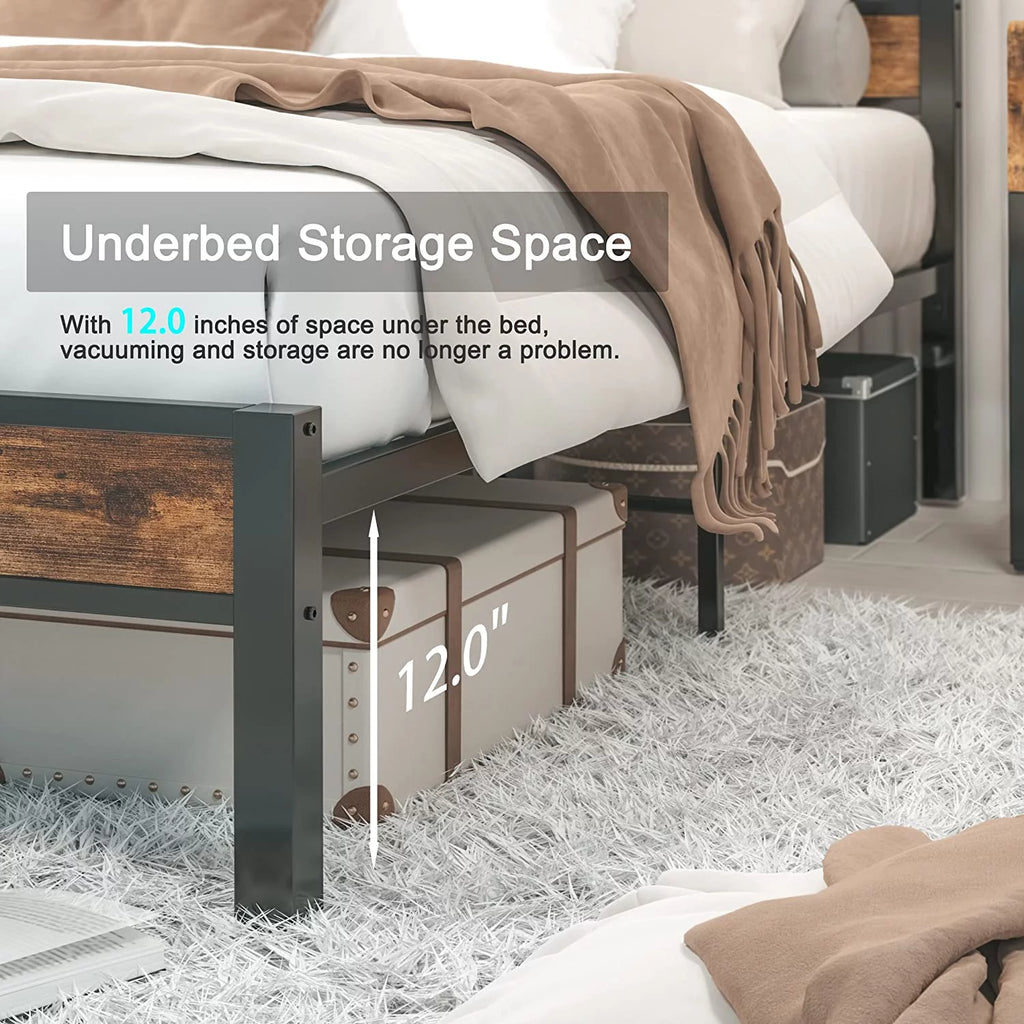 California King Rustic Brown Metal Bed Frame L5257