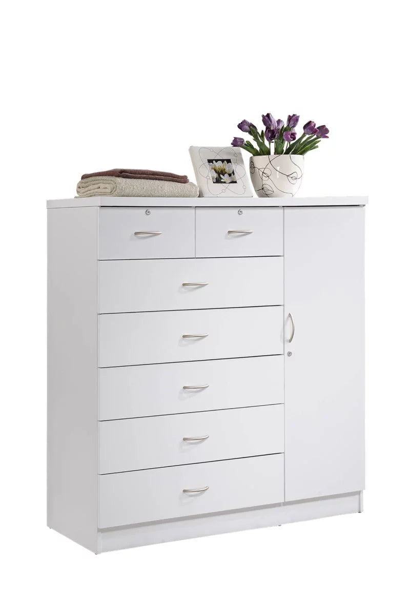 7 Drawer Dresser with Side Cabinet and 3 Shelves, Chocolate A824847