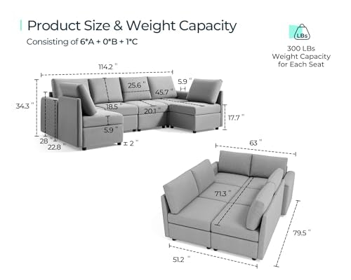 Dark Grey Modular Sectional Sofa with Storage J29523