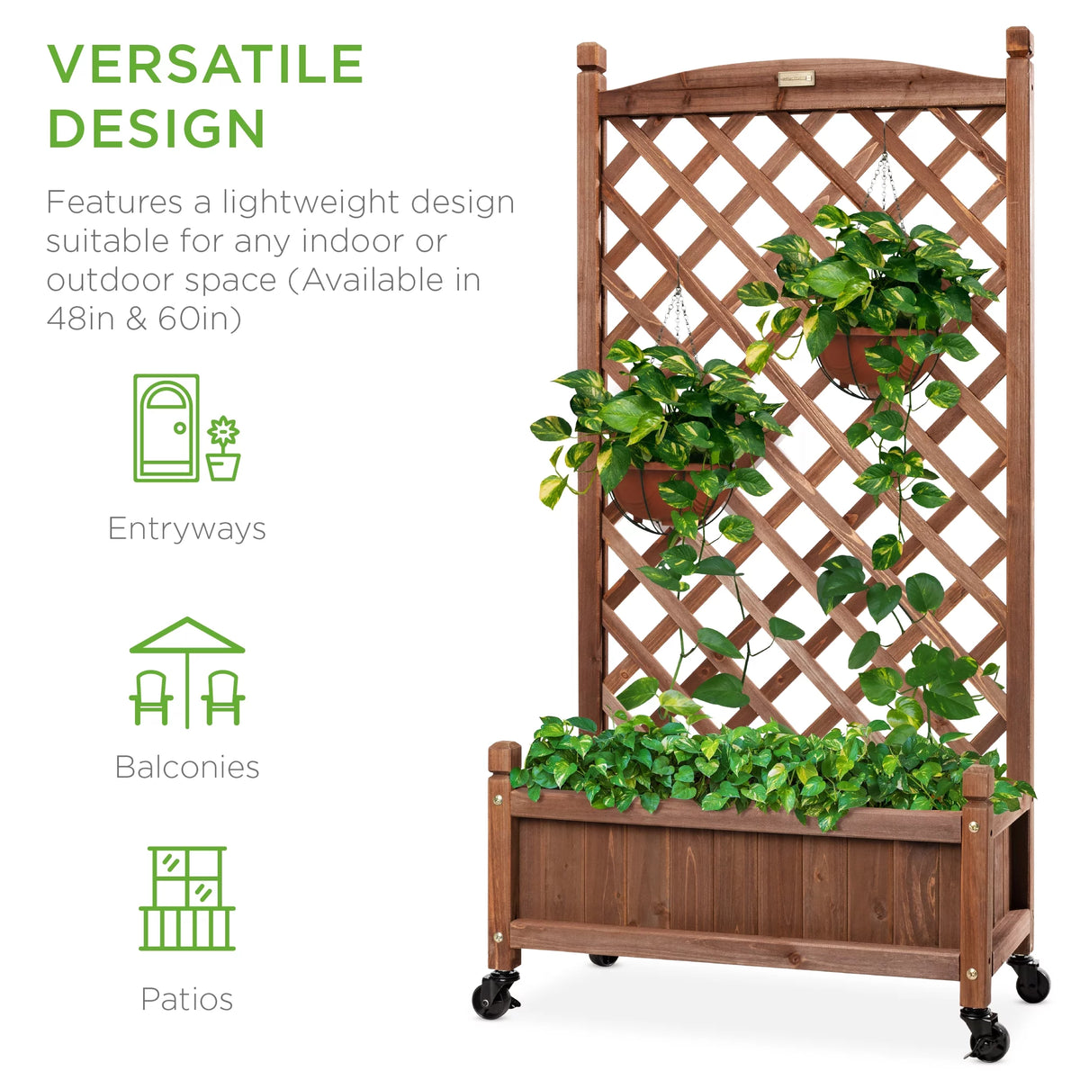 48in Wood Planter Box with Trellis L519844