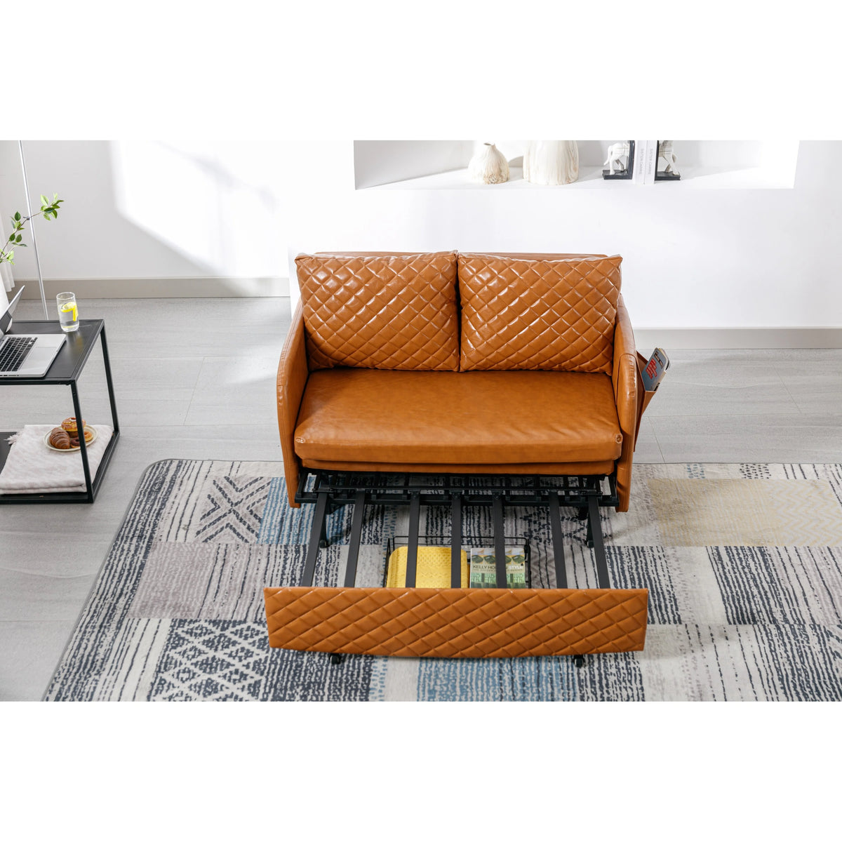 Convertible Sleeper Loveseat Sofa Bed with Headboard U648