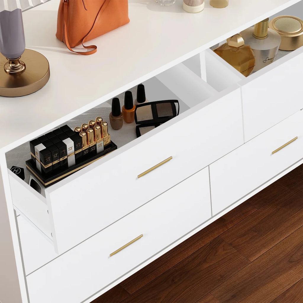 Wood 6 Drawer Dresser with Metal Handles M94382