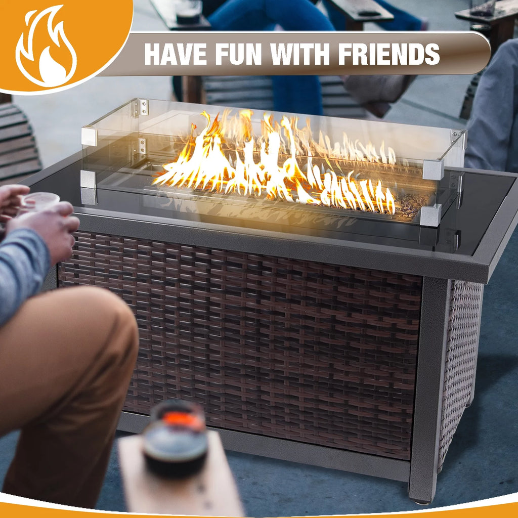 Propane Fire Pit Table with Wind Guard B81997