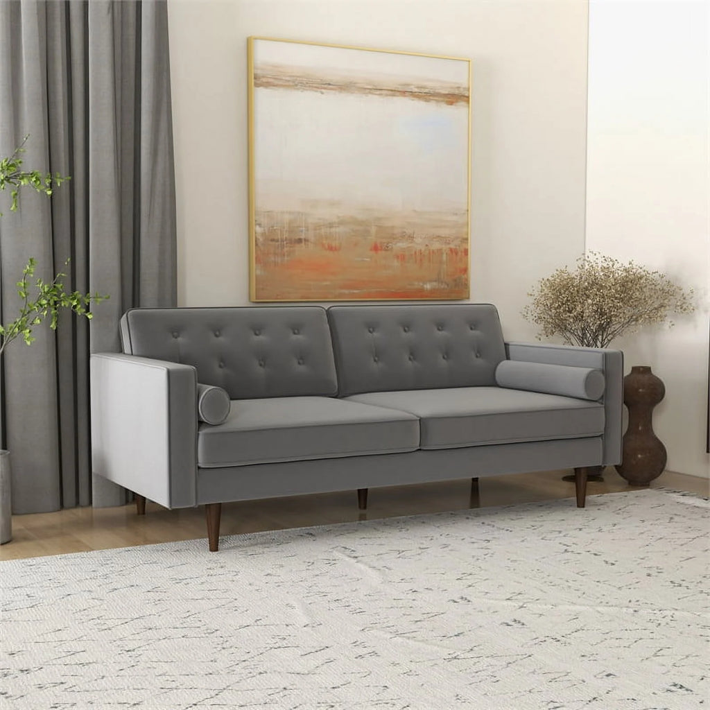 Gray Velvet Living Room Couch I192