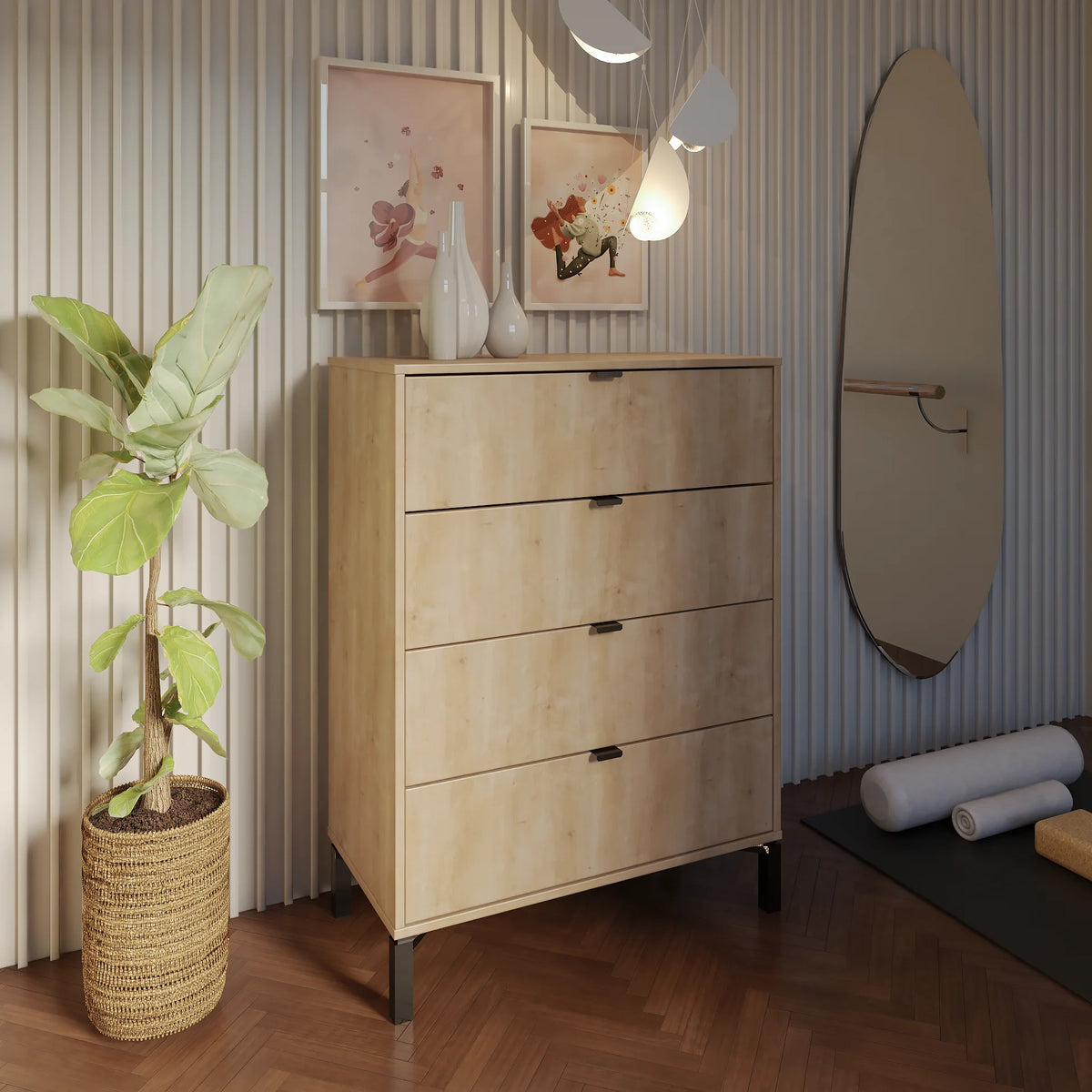Minimalist 4-Drawer Dark Gray Dresser Z508