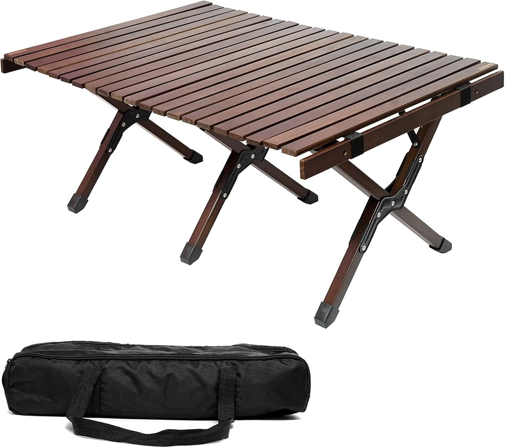 3ft Low Height Portable Folding Wooden Camping Table with Carry Bag E332844