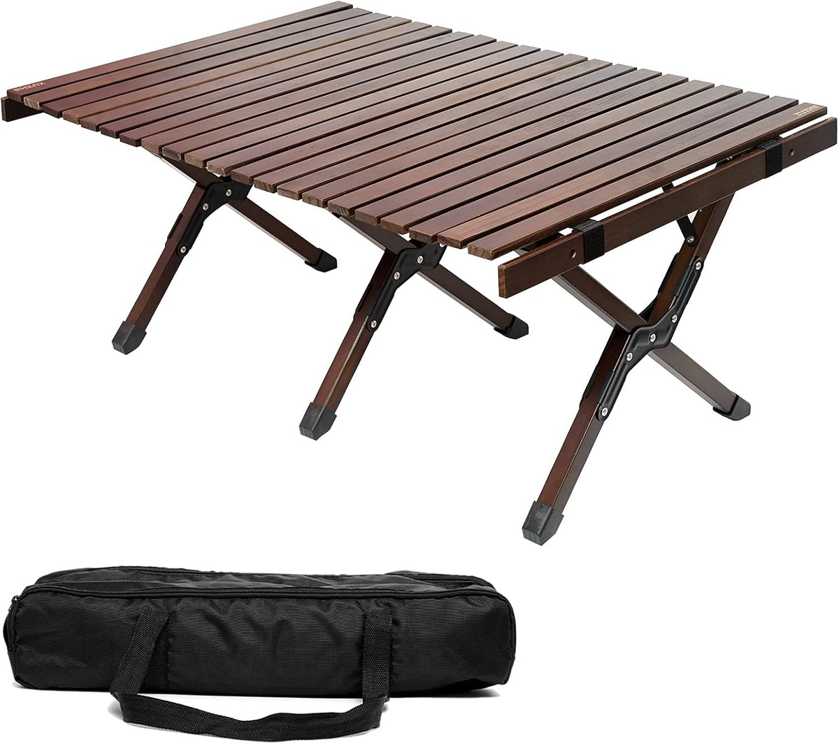 3ft Low Height Portable Folding Wooden Camping Table with Carry Bag E332844