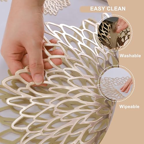 6 Pack Silver Metallic Glitter Vinyl Round Placemats V492