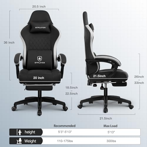 Black Ergonomic Gaming Chair with Footrest M475