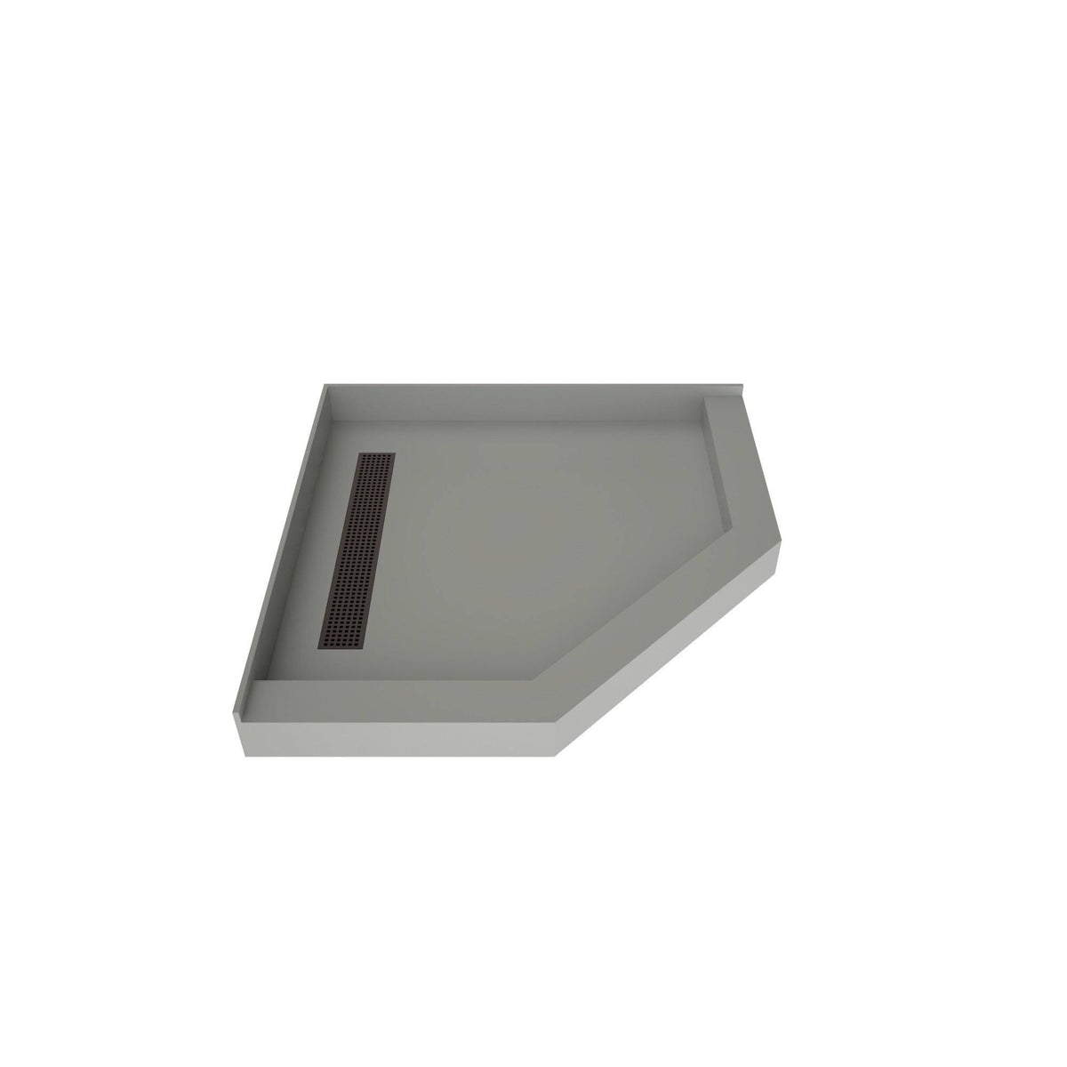 36x22 Neo-Angle Triple Threshold Shower Base with Drain Grate G4049
