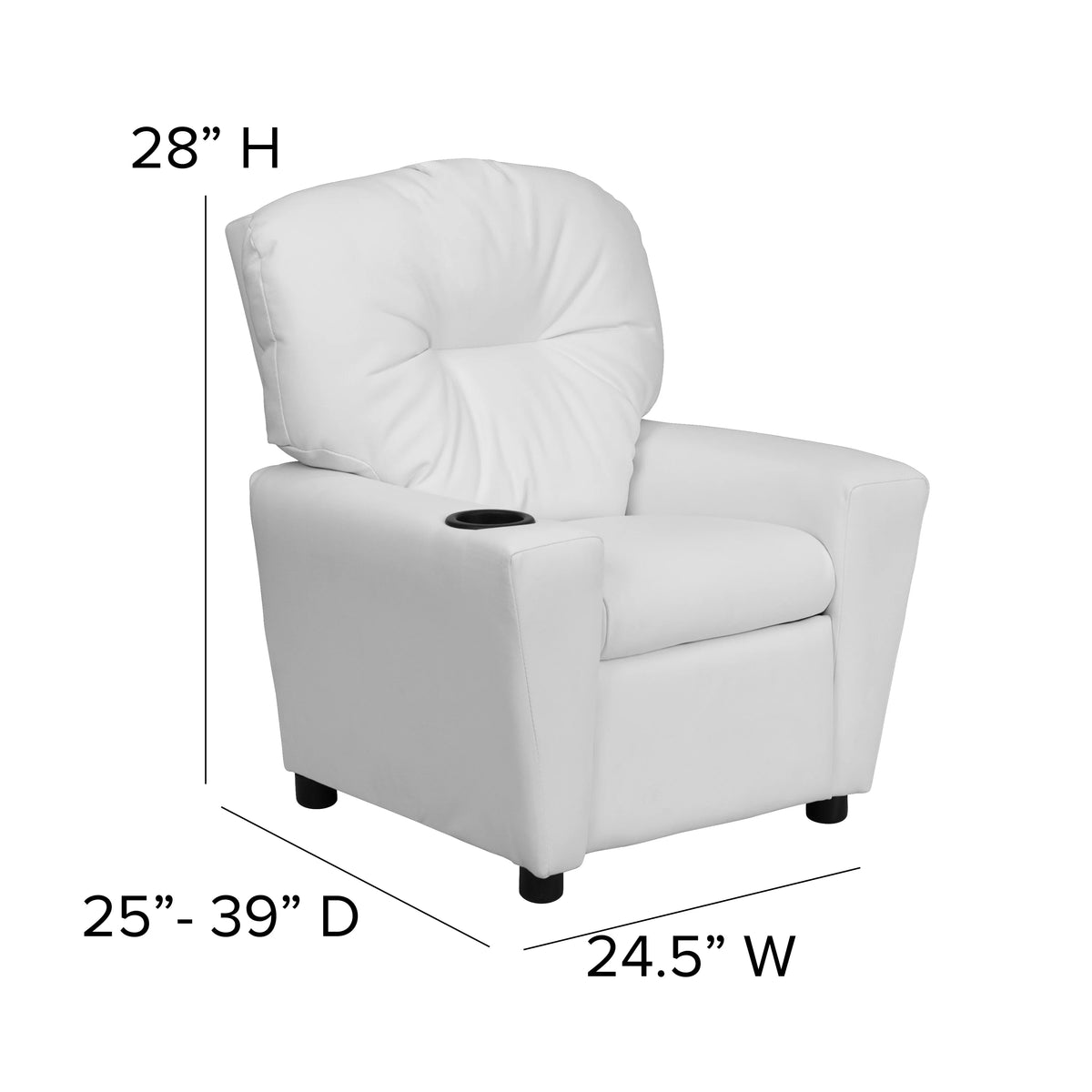 White Vinyl Kids Recliner with Cup Holder G744547