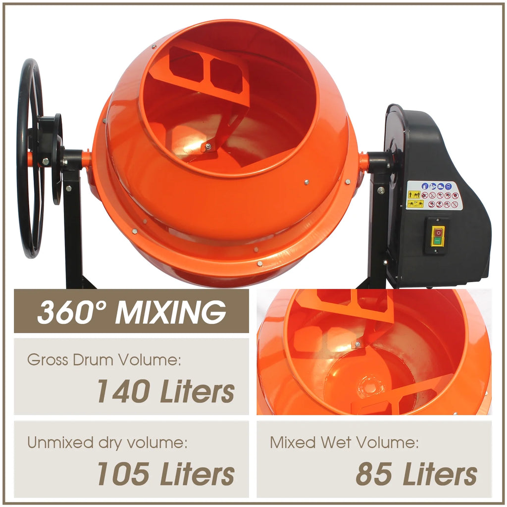 4/5HP Electric Concrete Cement Mixer 5 Cu Ft X788