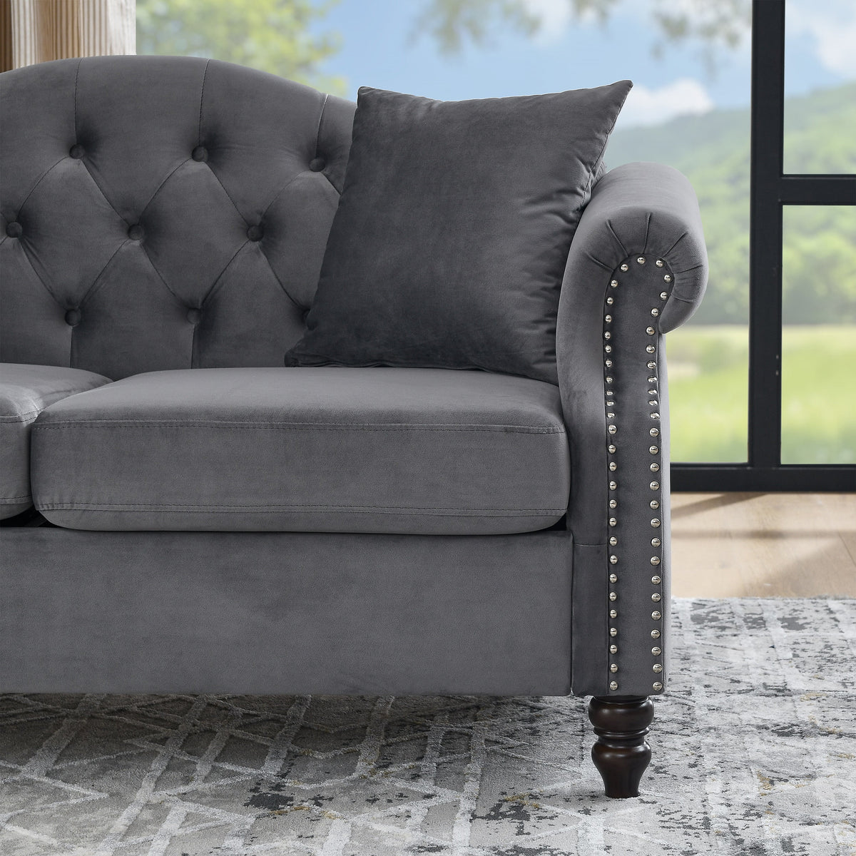 57" Velvet Tufted Loveseat Sofa L608
