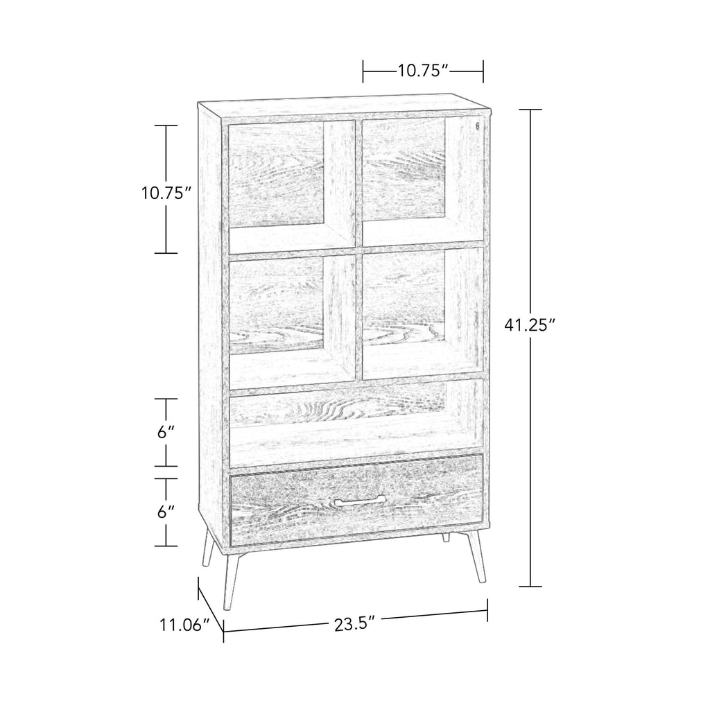 Black Storage Cabinet with Cubbies, Drawer and Bin I289