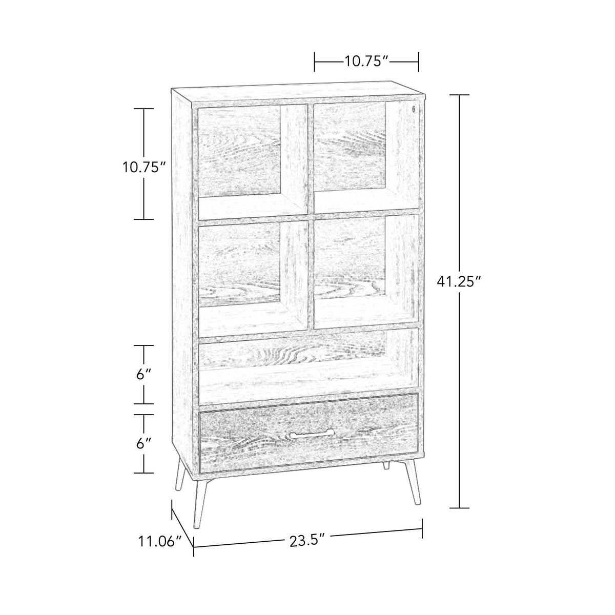 Black Storage Cabinet with Cubbies, Drawer and Bin I289