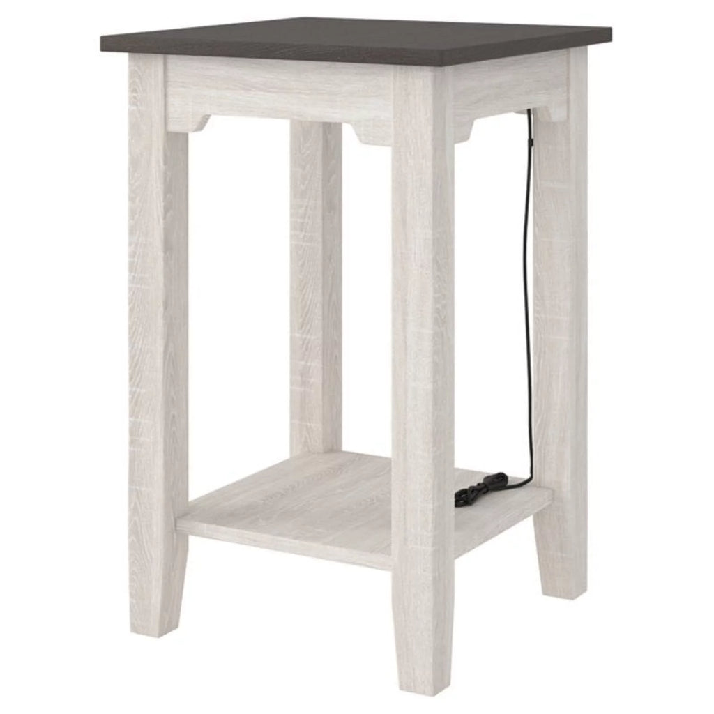 Farmhouse Engineered Wood End Table in Antiqued White/Gray Y66252