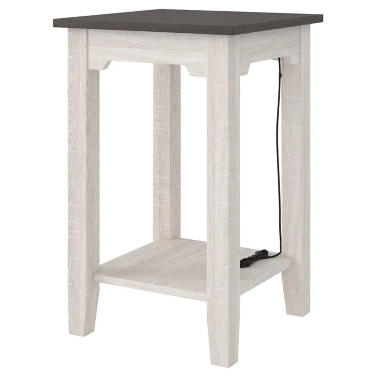 Farmhouse Engineered Wood End Table in Antiqued White/Gray Y66252