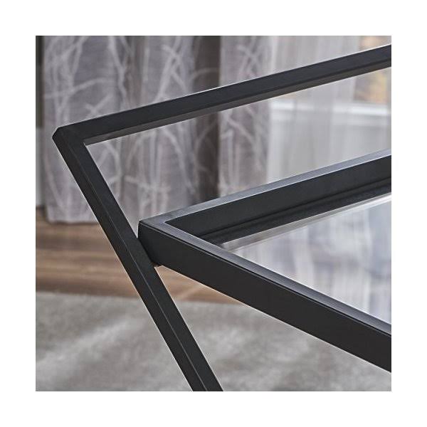 Black Tempered Glass Iron Bar Cart D4811