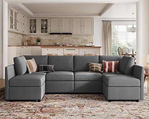 Dark Grey Modular Sectional Sofa with Storage J29523