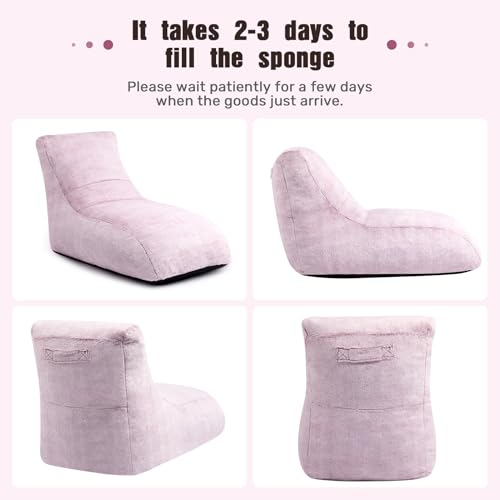 Extra-Large Grey Furry Memory Foam Bean Bag Chair K687679