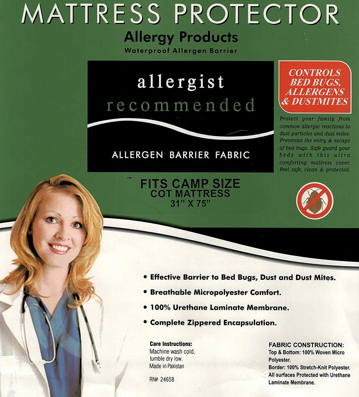 Cot Size Vinyl Mattress Cover Y2690