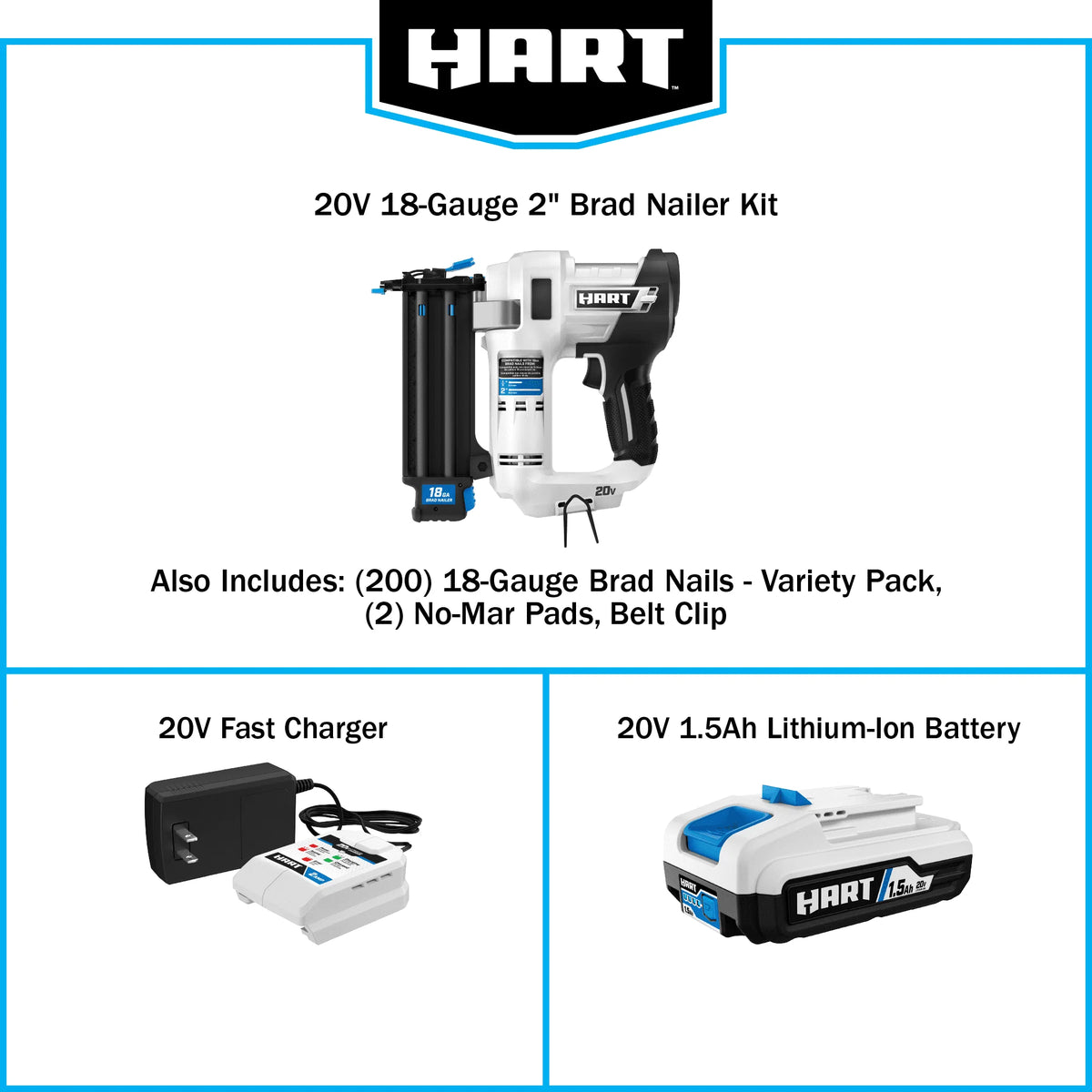 20-Volt 18-Gauge Battery-Powered Brad Nailer Kit P93987