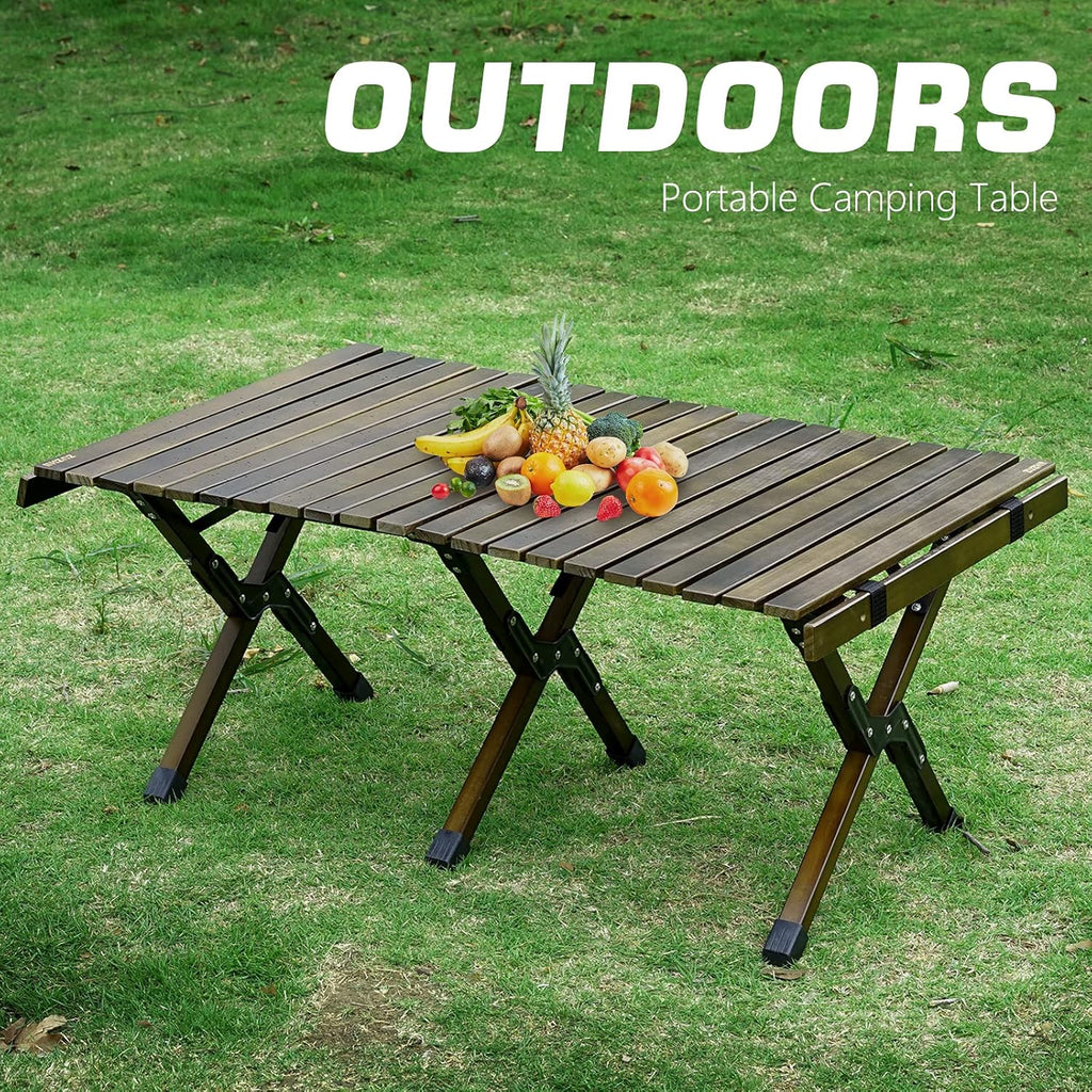 3ft Low Height Portable Folding Wooden Camping Table with Carry Bag E332844