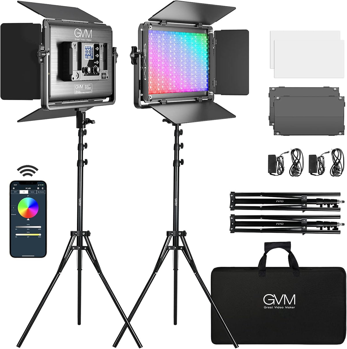 RGB LED Video Light 65W 2 Packs Aluminum Alloy U255427