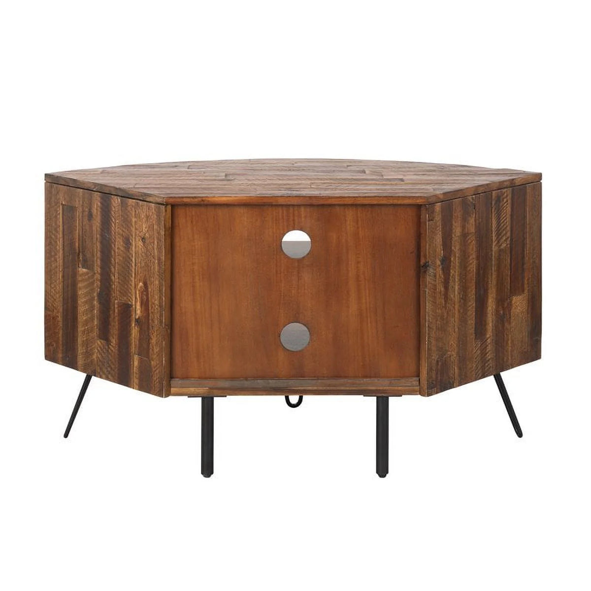 Brown Acacia Wood Corner Media Stand S2855