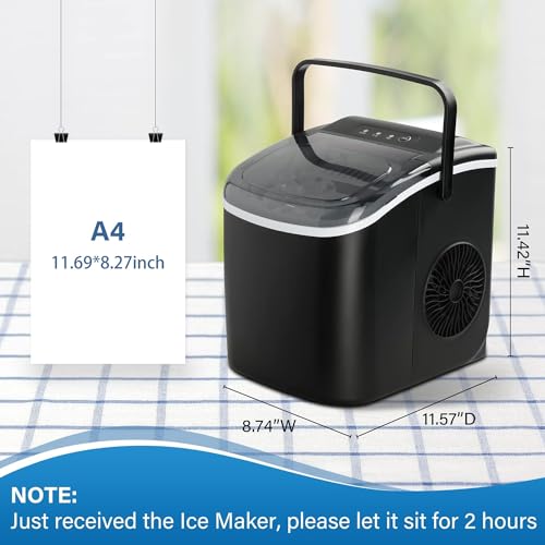 Portable Countertop Ice Maker with Ice Spoon and Basket D1190
