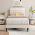 Pink Velvet Upholstered Platform Bed Frame Twin Size Q176