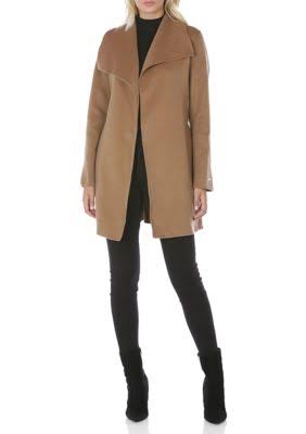 Camel Wool-Blend Wrap Coat Y410074