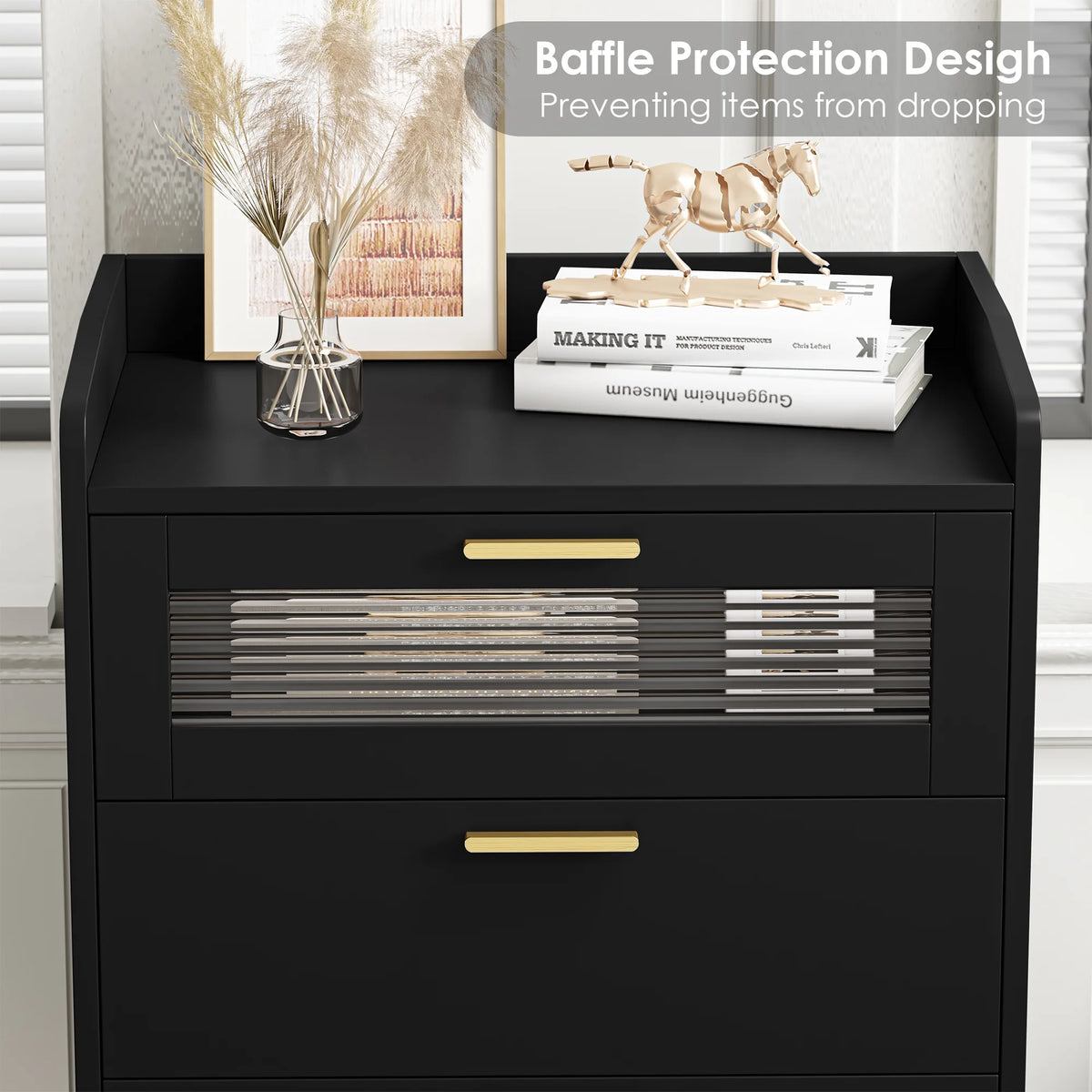White 5 Drawer Glass Panel Wood Dresser P81540