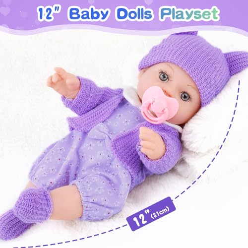 12 Inch Baby Doll Playset with Washable Dolls and Accessories R1982