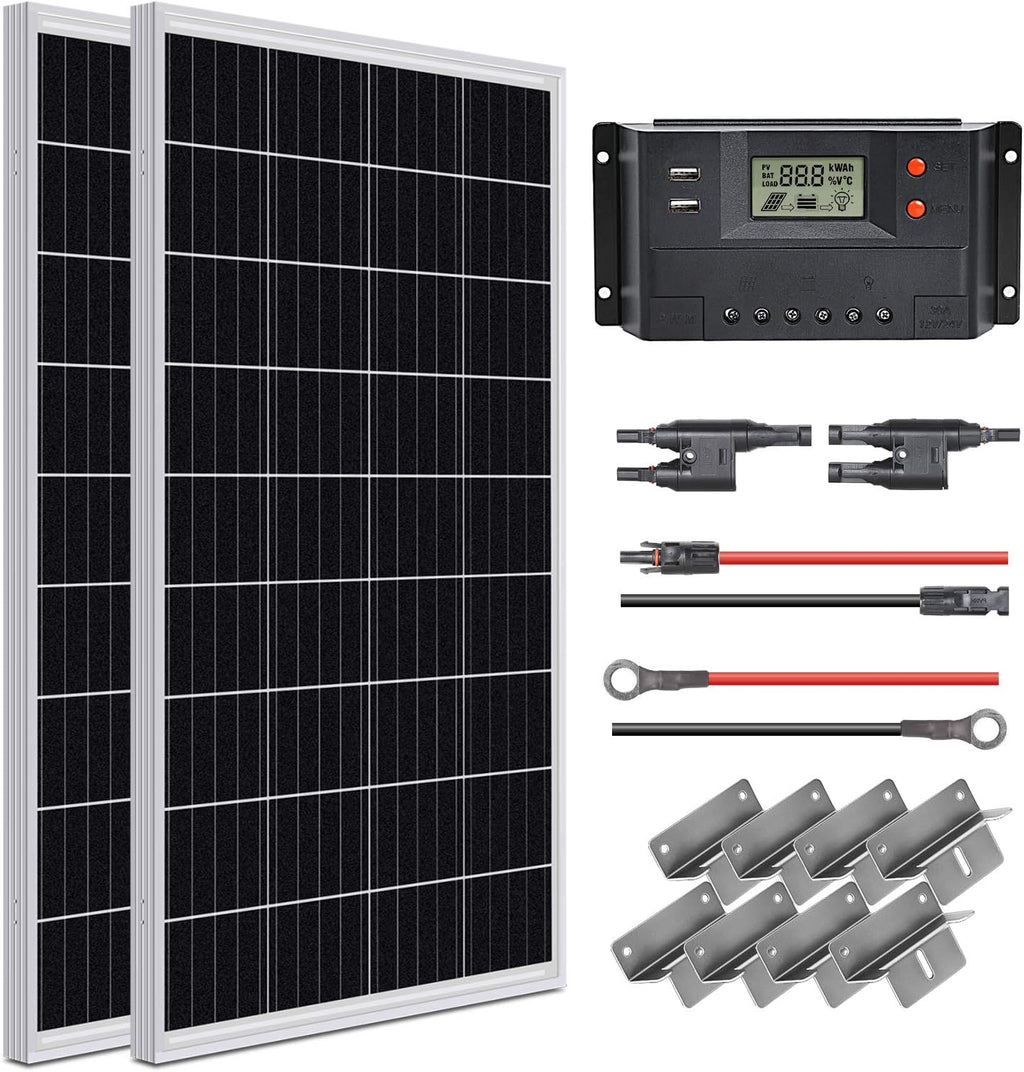 100 Watt 12 Volt Monocrystalline Solar Panel Starter Kit K84747