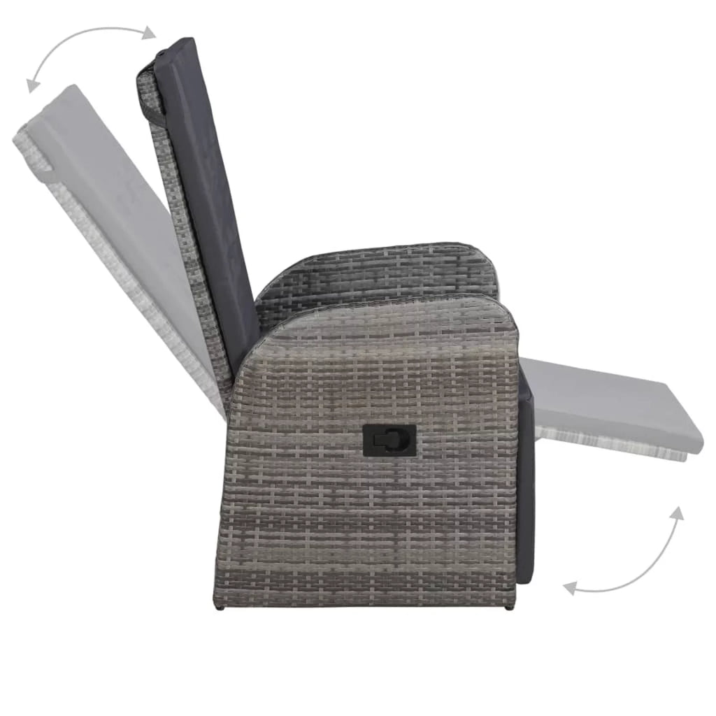 3 Piece Bistro Set with Cushions Poly Rattan Gray W767