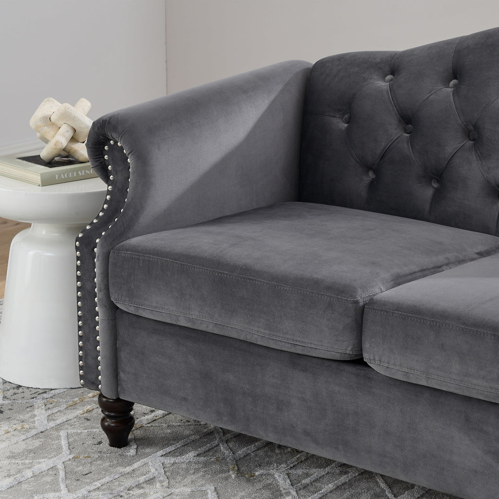 57" Velvet Tufted Loveseat Sofa L608