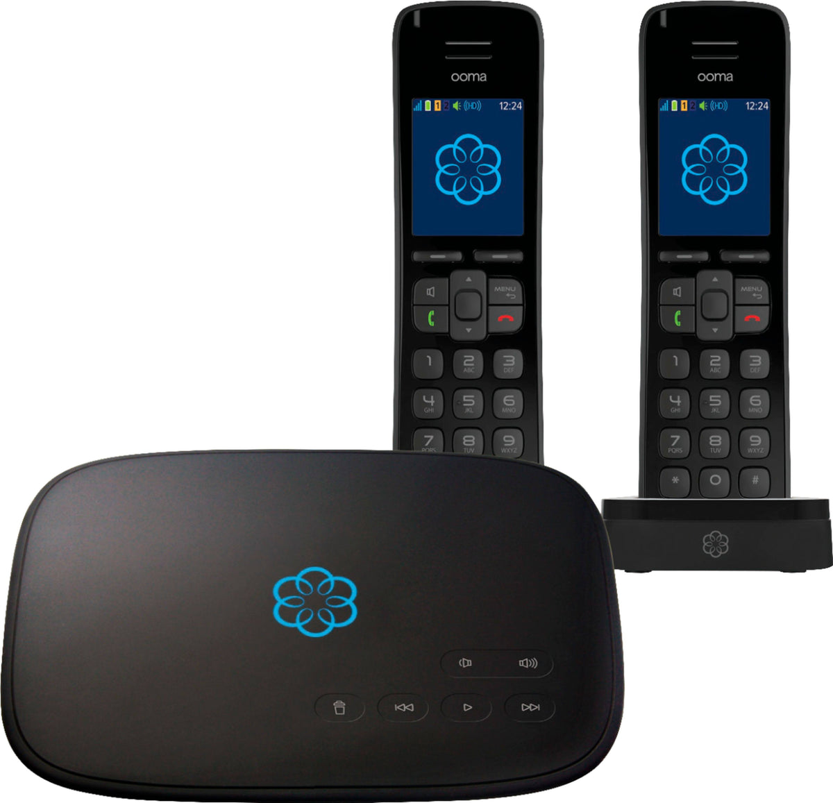 Black Home Phone Service with 2 Handsets Q854