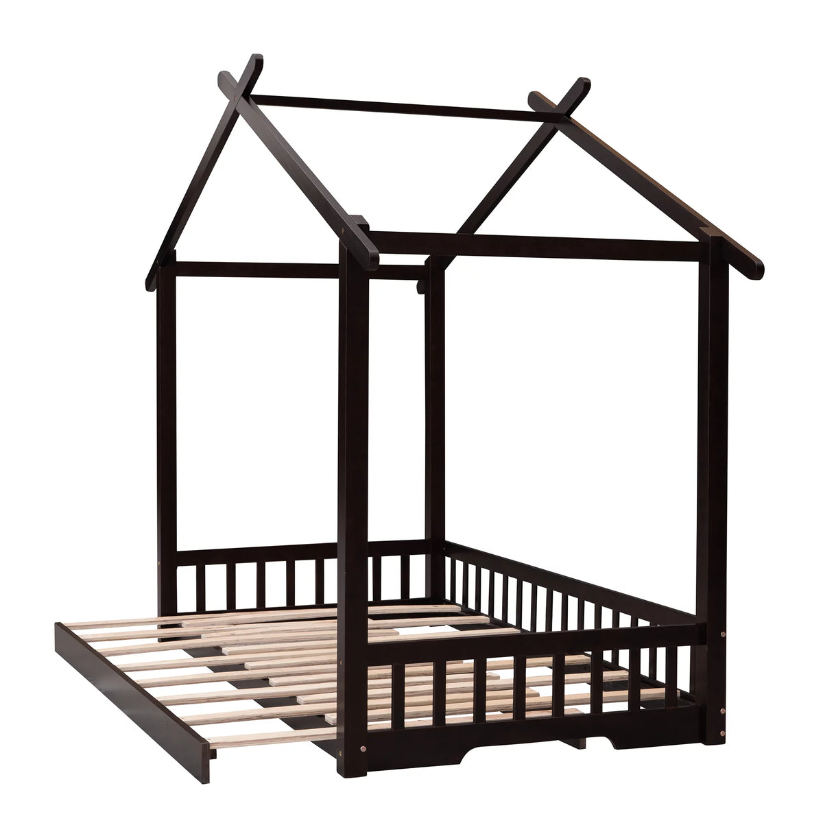 Twin Size Wooden House Bed with Trundle L97214