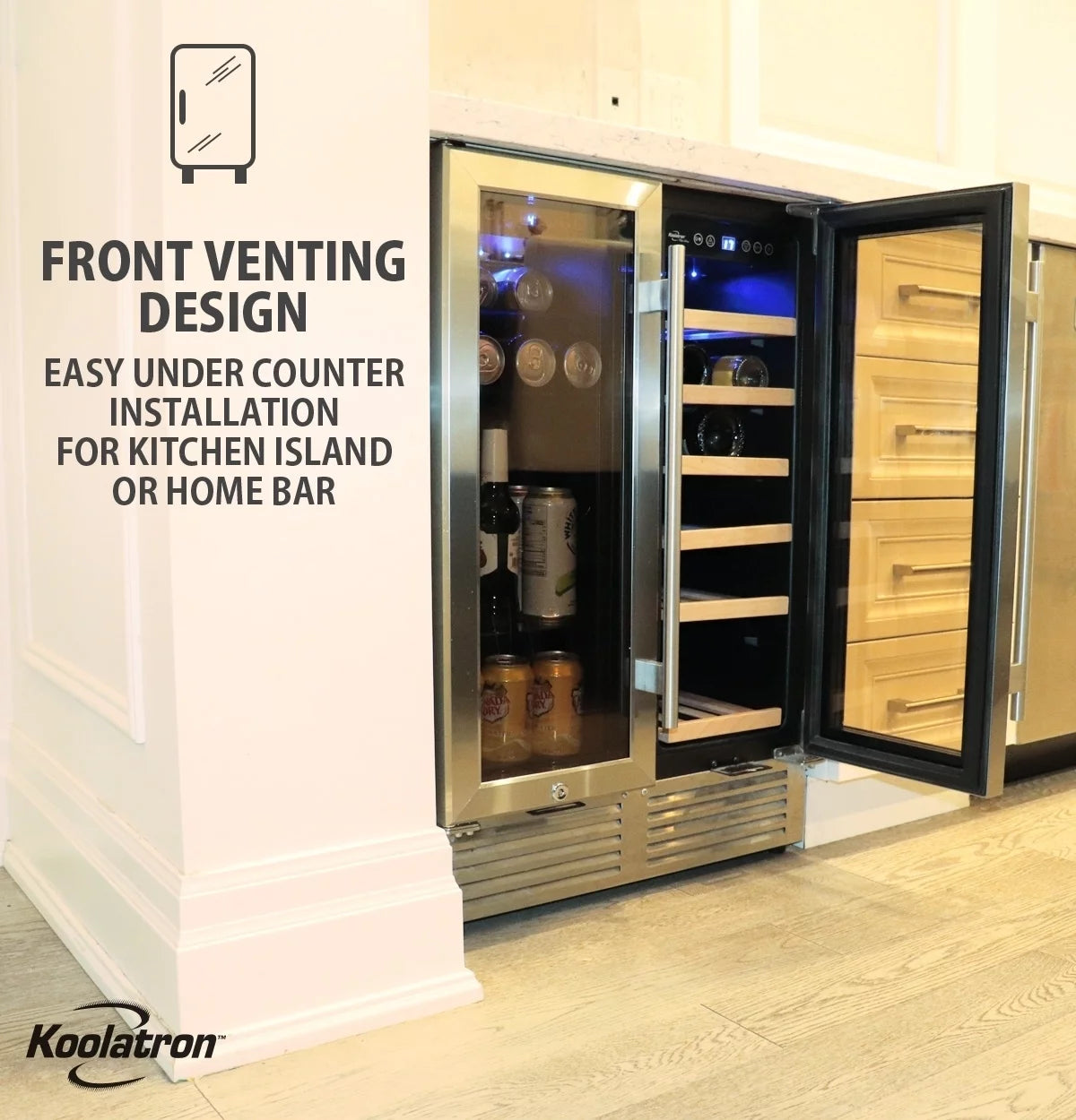 18 Bottles and 56 Cans 24 Inch Dual Zone Wine Cooler and Beverage Fridge S7116