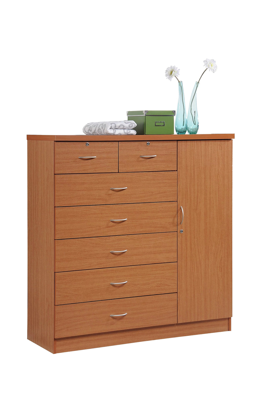 7 Drawer Dresser with Side Cabinet and 3 Shelves, Chocolate A824847
