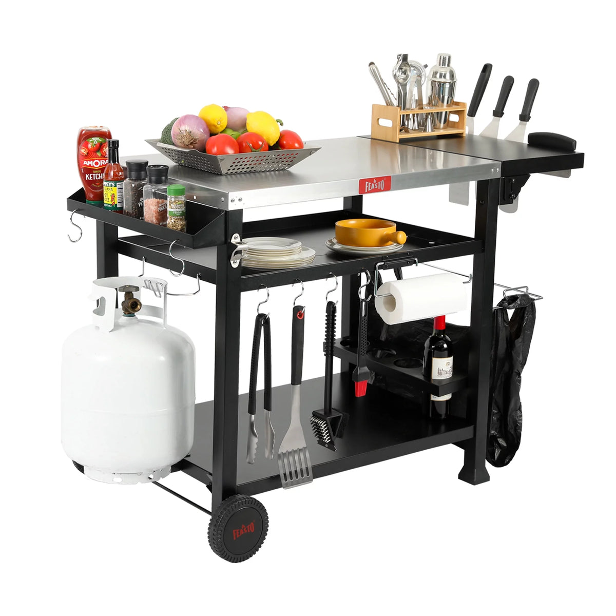 Stainless Steel 3-Shelf Movable Food Prep Cart Table O39214