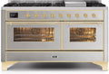 60 Dual Fuel Natural Gas Range in Stainless Steel with Brass Trim E62822