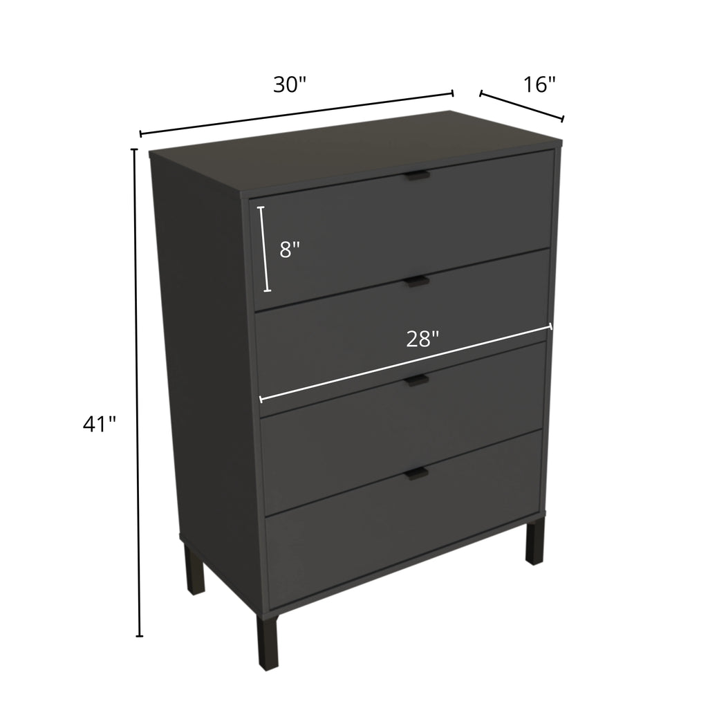 Minimalist 4-Drawer Dark Gray Dresser Z508