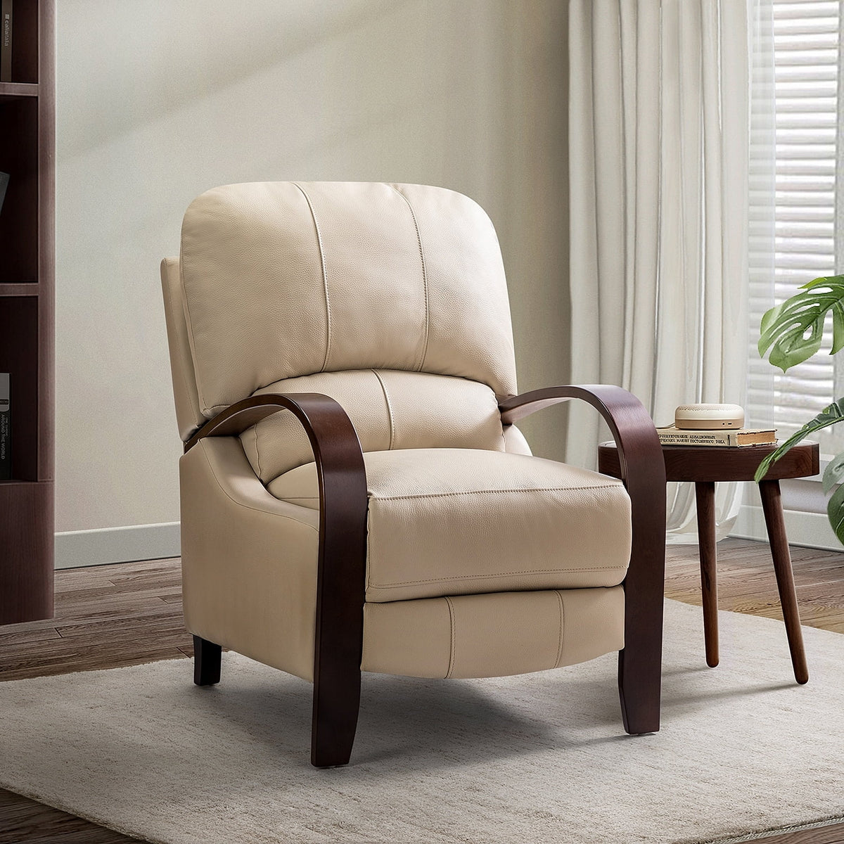 Grey Genuine Leather Manual Recliner L28493